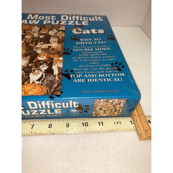 Vtg Cats Worlds Most Difficult Jigsaw Puzzle Double Sided 529 Pieces 1995 Sealed - Picture 9 of 9